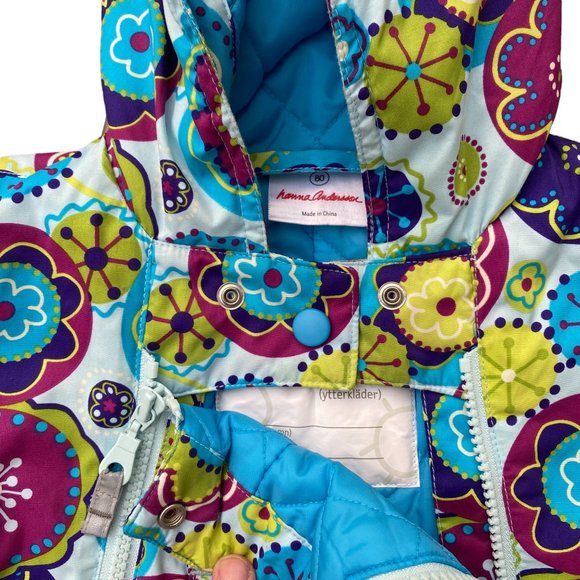 Hanna Andersson Floral Quilted One-Piece Snowsuit Double Zip Funky-18-24 mos - Picture 6 of 16